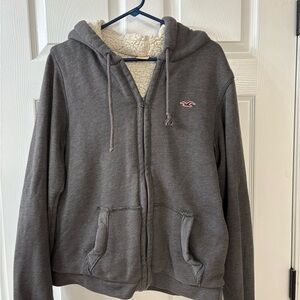 Hollister Charcoal Hoodie with Sherpa Lining